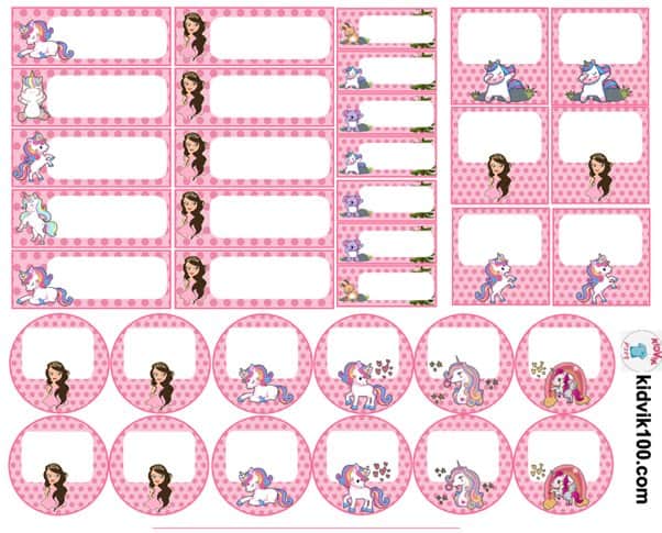 70 מדבקות שם בנות - חד קרן